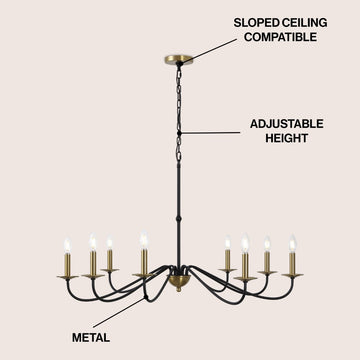 Wicklow 40" 8-Light Bohemian Farmhouse Iron LED Chandelier